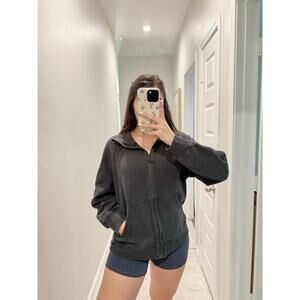 lululemon black scuba oversized funnel neck full zip jacket  - size M/L